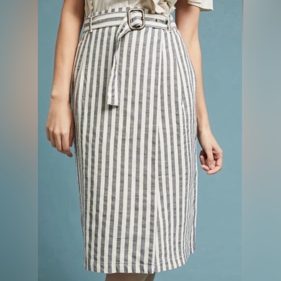 Anthropologie Wrap Striped Belted Pencil Wrap
Skirt - Picture 1 of 15